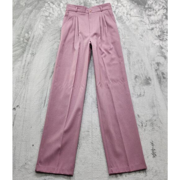 Stringbean Pants - Vintage 70s Stringbean Pants Womens 11/12 Pink Purple Pleated High Rise Trousers
